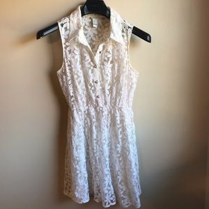 Forever 21 White/Cream Floral Embroidered Dress
